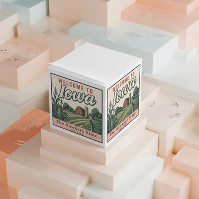 Welcome to Iowa - Retro Style Sticky Note Cube - Office Gift - Back to School - Image 1 of 4