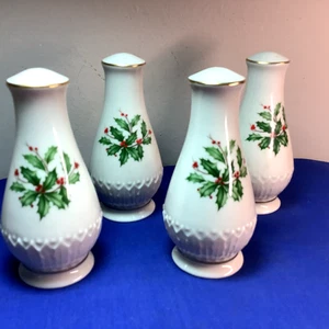 Menge 2 Sets Lenox Holiday Dimension Salz-/Pfefferstreuer Stechpalme Beere Weihnachten - Bild 1 von 7