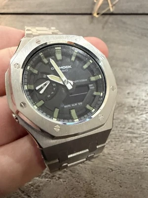 Reloj Casioak Plateado Personalizado G-Shock GA2100 MOD Regalo Para Hombre Personalizado Foto 1 de 4