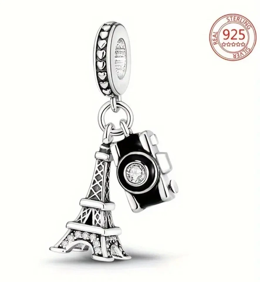 S925 Sterling Silver-Paris Themed Eiffel Tower Charm With FREE Bracelet. UK. - Image 1 of 4