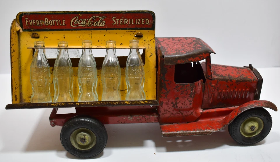 Camión de reparto de Coca Cola Metalcraft vintage de 1930 ¡con 7 botellas originales! Foto 1 de 4