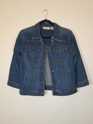 Chaqueta de mezclilla Chadwick’s para mujer talla 12 azul Jean 100 % algodón Trucker Y2K años 90 Foto 1 de 4