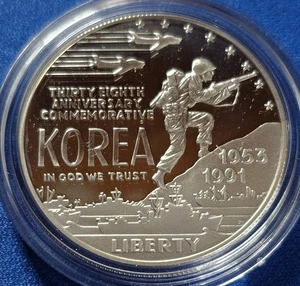1991 P US Mint Proof Korean War Commemorative Silver Dollar Coin OGP/COA - Picture 1 of 3