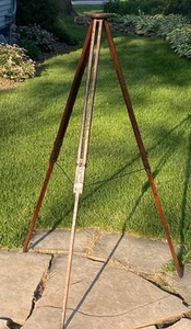 Antique 53” Hardwood Camera / Surveyors Stand w/ Adjustable Length Legs - Picture 1 of 12