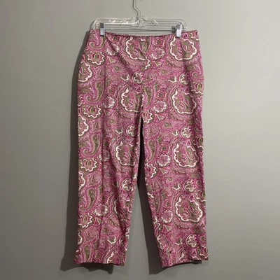Pantalones Talbots Para Mujer Rosa Estampado Paisley Cremallera Lateral Talla 10 Calce Clásico Preppy Boho Foto 1 de 4