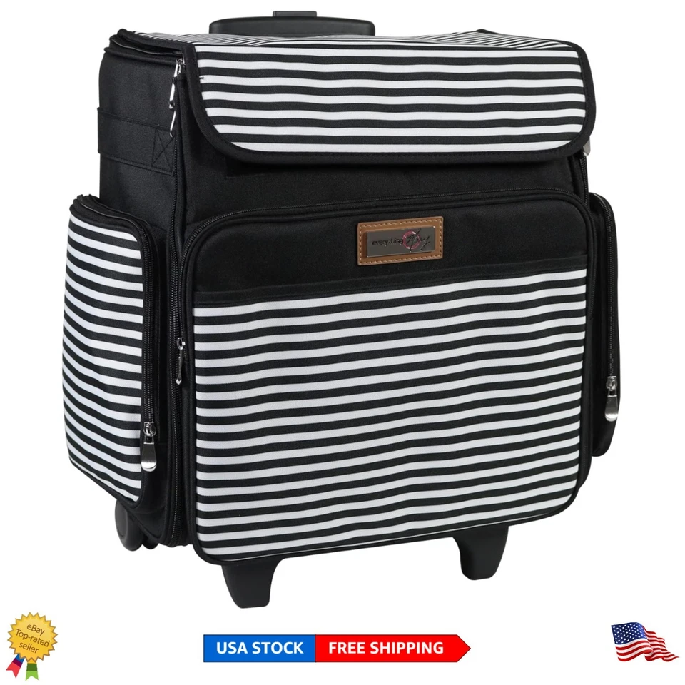 Organizador de artesanía enrollable plegable - Bolso de mano a rayas blanco y negro para suministros de arte Foto 1 de 4