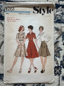Vintage Sewing Pattern Style 1261 Skirt and Blouse (Size 13/14, Uncut) - Picture 1 of 2