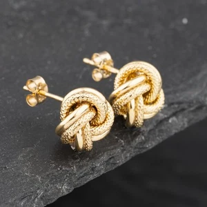Orecchini a perno annodato in oro giallo 9 ct di seconda mano 9,9 mm 41172850 - Foto 1 di 2