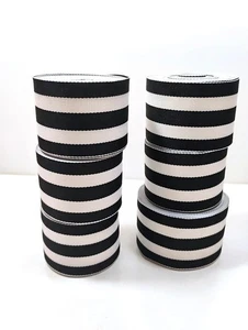 Offray Black White Stripe Grosgrain Ribbon 1 5/8" x 30+ Yards - Picture 1 of 3