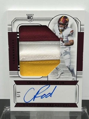 2023 Panini National Treasures Chris Rodriguez Jr. Jumbo Patch Auto /5 - Image 1 of 2