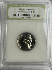 1963 Jefferson 5C DCAM Gem Proof Nickel - Encased and certified by INB - Picture 1 of 4