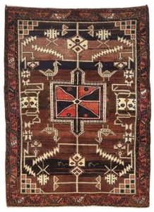 Vintage Handmade Pictorial Oriental Rug 5'5X7'5 ft Brown Floral Carpet Bedroom - Picture 1 of 11