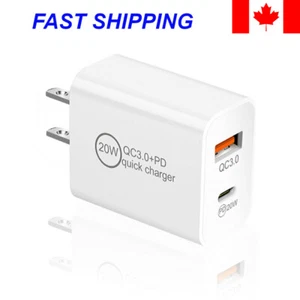 Adaptateur Secteur Chargeur Mural Rapide USB C 20W pour iPhone 13 12 11 Max iPads & Samsung - Photo 1 sur 9