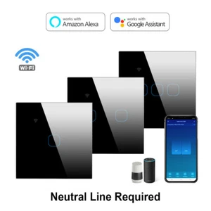 WIFI Smart Light Przełącznik dotykowy 3-biegowy kontroler Panel sterowania ścienny Google Home - Zdjęcie 1 z 16