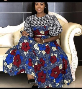 NEW ANKARA FLARED MIDI DRESS Size 14/16 - Picture 1 of 2