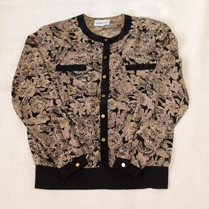 Vintage Andrea Gayle Top Women Size M With Print Long Sleeve Button Button Pad - Picture 1 of 7