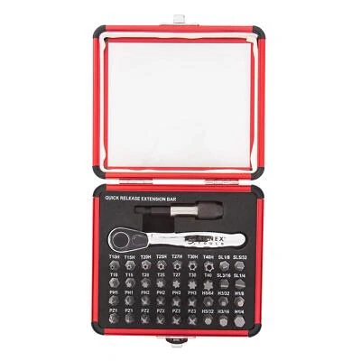 38 Piece Mini Ratchet and Bit Set with Extension Bar and Aluminum Case - Image 1 of 4