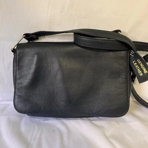 Pochette a tracolla piccola pelle blu vintage patta multitasche usata in ottime condizioni - Foto 1 di 15