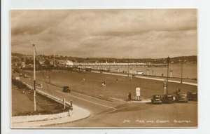Pier and Green Paignton Postcard Real Photo RPPC Devon England Vintage - Foto 1 di 2