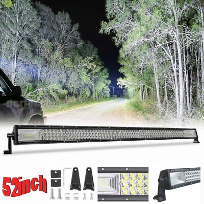 Barra de luz LED de tres filas de 52 pulgadas combo haz conducción para Jeep Wrangler JK TJ YJ CJ Foto 1 de 4