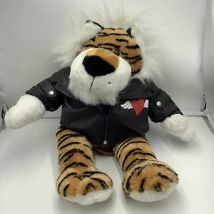 Dan Dee Collectors Choice Plush Tiger King In Faux Black Leather Biker Jacket - Bild 1 von 5