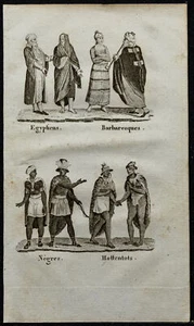 1826 - Gravure costume d'Afrique : Égyptiens, Barbaresque, Nègres, & Hottentots - Bild 1 von 3
