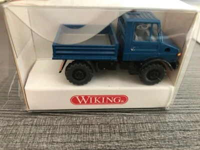 WIKING 870 01 21 MB Unimog  411 Pritsche Blau mit Warnlicht  1:87 mit OVP HO - Bild 1 von 2