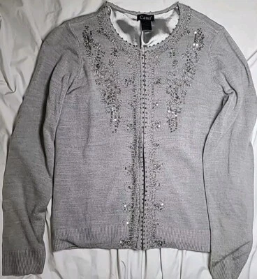 Cárdigan Cami NYC Gris Lentejuelas Forrado Mediano Foto 1 de 4