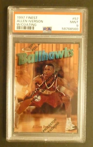 1997 Topps Finest with Coating Allen Iverson #57 Philadelphia 76ers PSA 9 NM - Picture 1 of 2