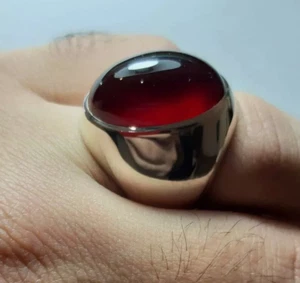 Jemenitischer Aqeeq Ring für Herren, 925 Sterling Silber natürlicher Achat Ring, schiitischer Ring - Bild 1 von 2