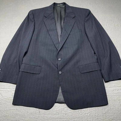 Tom James Executive Blazer Mens 46 Blue Pinstripe Single Breast Two Button Wool - Image 1 of 4