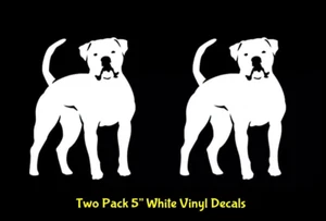 Paquete de dos calcomanías de vinilo blancas American Bulldog Dog ventana portátil tableta coche camión - Imagen 1 de 2