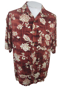 Breakwater Men Hawaiian camp shirt p2p 24" M  aloha luau tropical floral red vtg