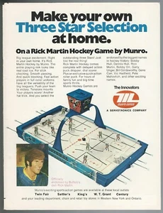 1972 RICK MARTIN HOCKEY GAME advertisement Munro tabletop hockey game Buffalo NY - Bild 1 von 3