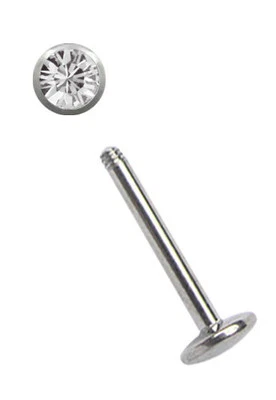 Lippenstecker Zungenpiercing Labret Stud Stecker in 1,6mm mit 4mm Kristall Kugel - Bild 1 von 2