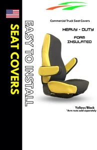 Universal Fit Seat Cover for Freightliner & International Truck - Yellow/Black - Picture 1 of 1