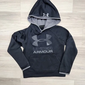 UNDER ARMOUR Hoodie Boys Black Pullover Storm Hooded Sweat Shirt Sweater Size XS - Picture 1 of 7