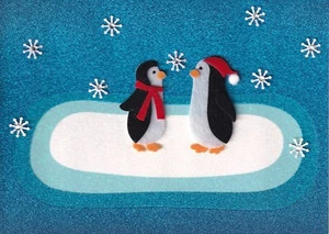 TARJETA DE NAVIDAD PAPIRO NIP PRECIO DE VENTA SUGERIDO POR EL FABRICANTE $7,95 PENGUINS ON ICE TARJETA (G4) - Imagen 1 de 3
