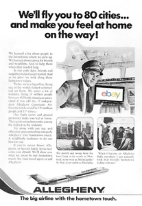 ALLEGHENY AIRLINES FLIEGEN SIE IN 80 STÄDTE UND FÜHLEN SIE SICH WIE ZU HAUSE 1977 ANZEIGE - Bild 1 von 1