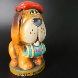 Vintage St Bernard Whiskey Barrel Dog Piggy Coin Bank ChalkWare Carnival Prize - Picture 1 of 6