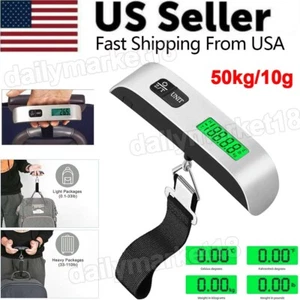 Electronic Luggage Scale 110lb 50kg Portable Travel LCD Digital Hanging Weight - Picture 1 of 8