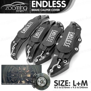 Metal 3D ENDLESS Style Universal Brake Caliper Cover 4x Black Front Rear L+M LW5 - Picture 1 of 9