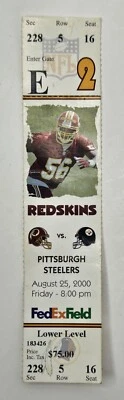 Boleto Redskins vs. Steelers 2000 25/08/00 FedEx Field  Foto 1 de 3