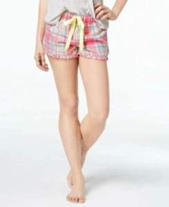 Jenni by Jennifer Moore Printed Ruffle-Trim Boxer Shorts Tropical Plaid Pink XXL - Picture 1 of 1