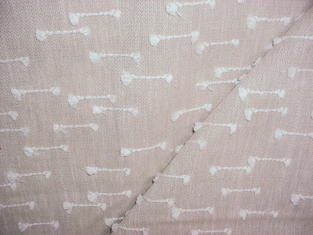 Clark & Clark F0958 Nala Linen Beige Embroidered Knot Upholstery Fabric - Image 1 of 3