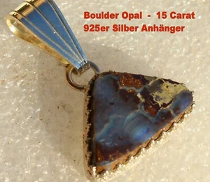 Boulder Opal 15 Karat 925er Silberanhänger Unikat - Bild 1 von 10