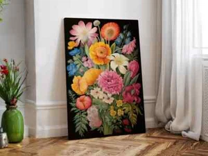 Vintage Botanical Floral, Wildflowers Unframed Canvas Print Australian Wall Art - Picture 1 of 4