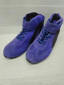 SUEDE KART RACING BOOTS Blue ADULT SIZE 6 - Picture 1 of 3