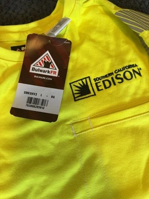 Bulwark FR Hi-Vis Long Sleeve T-Shirt CAT2 Men’s Large Regular – Flame Resistant - Image 1 of 4