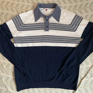 XL Tall 1970s Sears Kings Road Knit Shirt Sweater Jumper Disco Fly Mod Rude Boy - Picture 1 of 9